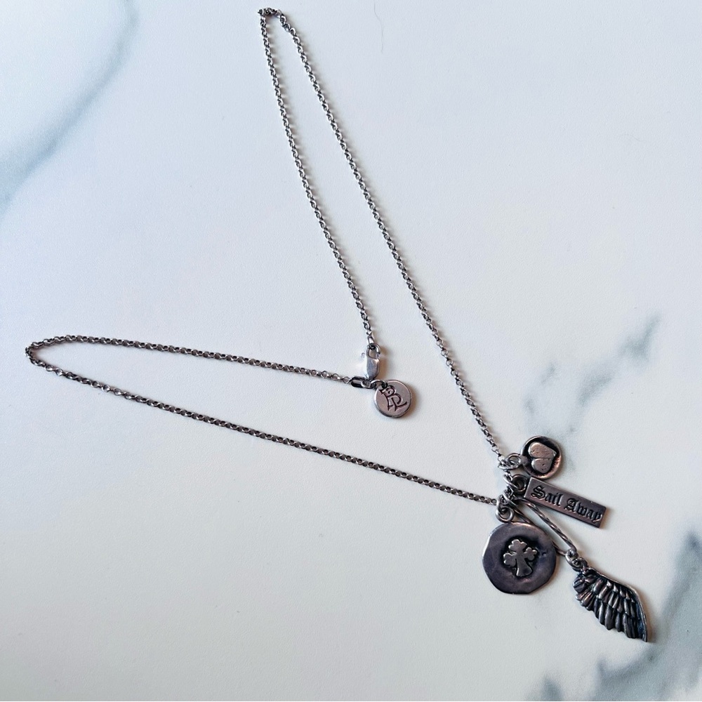 Marvelous RARE Retired Bloodline Design Charm Necklace .925 Sterling Silver - Picture 8 of 14